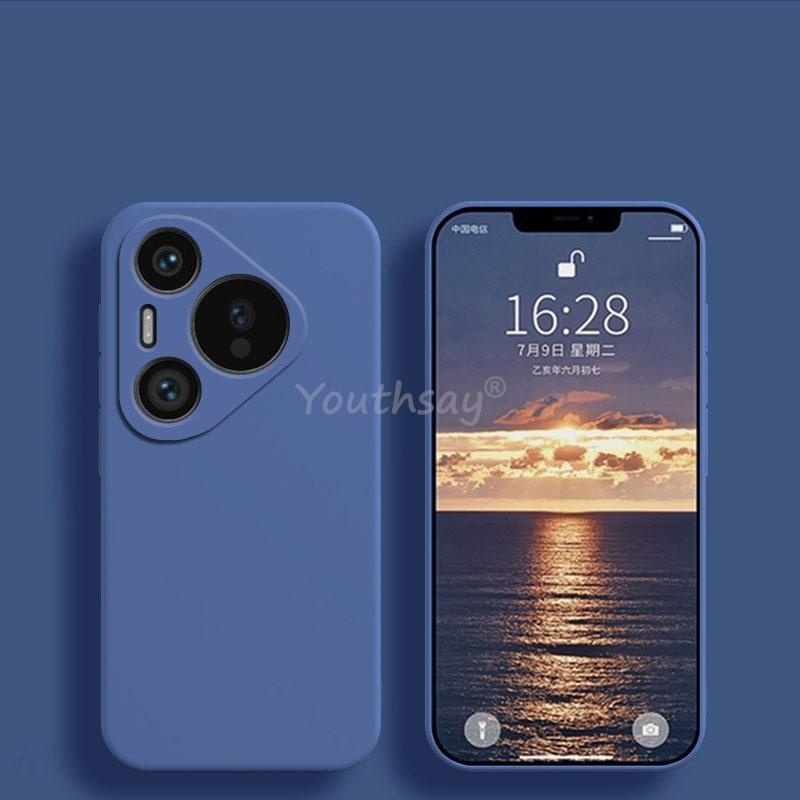 For Huawei Pura 80 Pro Case Pura 80 Pro Cover Liquid Silicone Plain TPU Anti-drop Matte Phone Protector Huawei Pura 80 Pro Case Pura 80 Pro синий