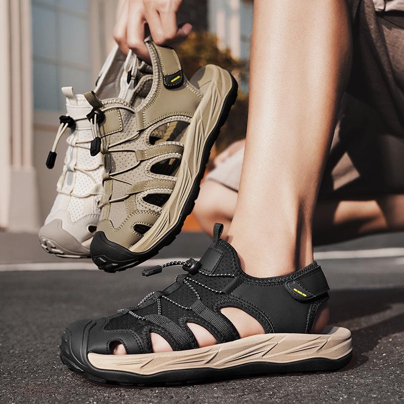 Men's Plus Size Cross-Strap Breathable Closed-Toe Sandals for Summer 2025 - Casual Outdoor Beach Shoes