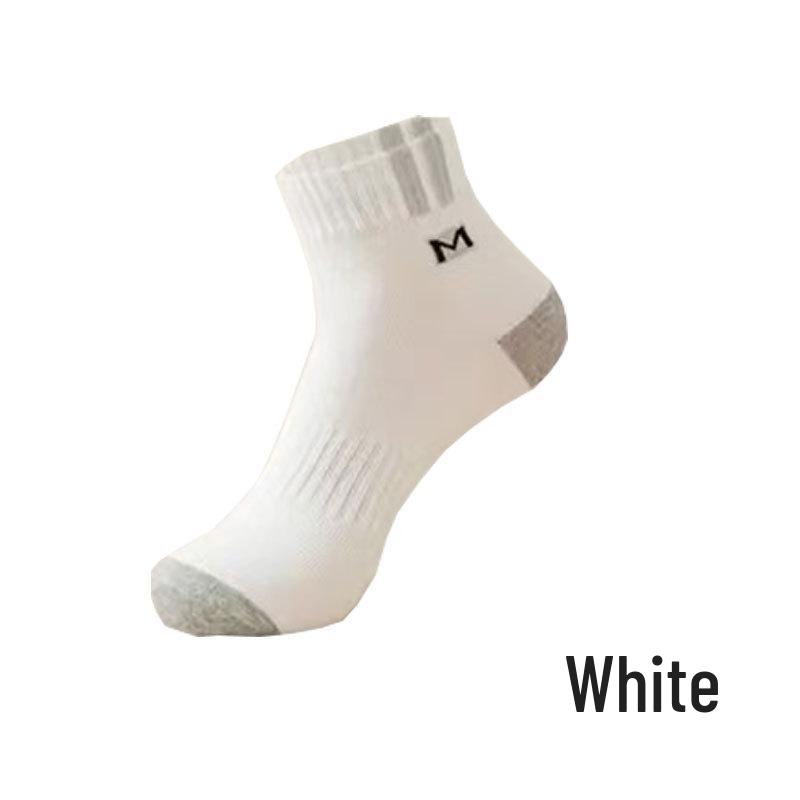 Men's Breathable Cotton Mid-Tube Socks - Sweat-Absorbent, Deodorant, Black & White, Business Casual for Spring/Summer