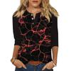 Women's T Shirt Print Button 3/4 Sleeve Daily Weekend Fashion Basic V- Neck Regular Top