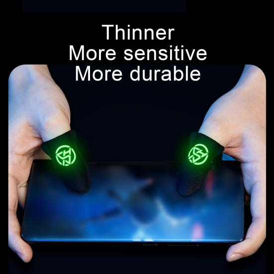 2Pcs Gaming Finger Covers Luminous Sensitive High Elasticity Sweat-proof Non-slip Touch Screen 0.3mm Ultra-thin Mobile Gaming Thumb Gloves Sleeves