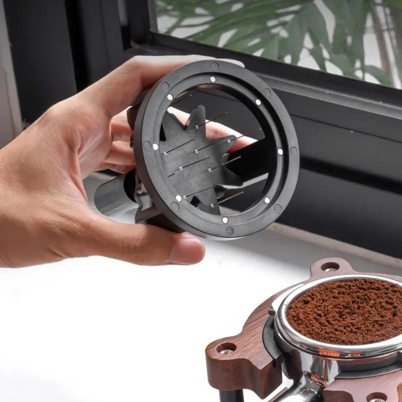 Rotary Needle Powder Distributor 51/53/58mm Magnetic Coffee Tamper Needle Coffee Powder Disperser Anti-slip Loose Powder Needle