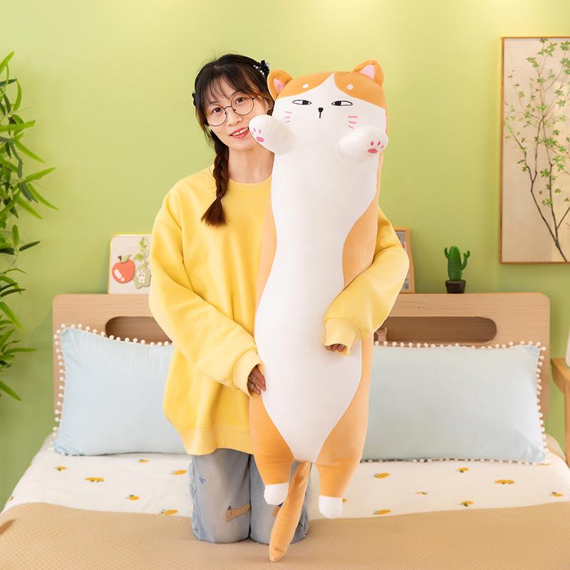 Long Strip Cat Plush Pillow Toy for Kids - Cartoony Doll & Sleeping Pillow