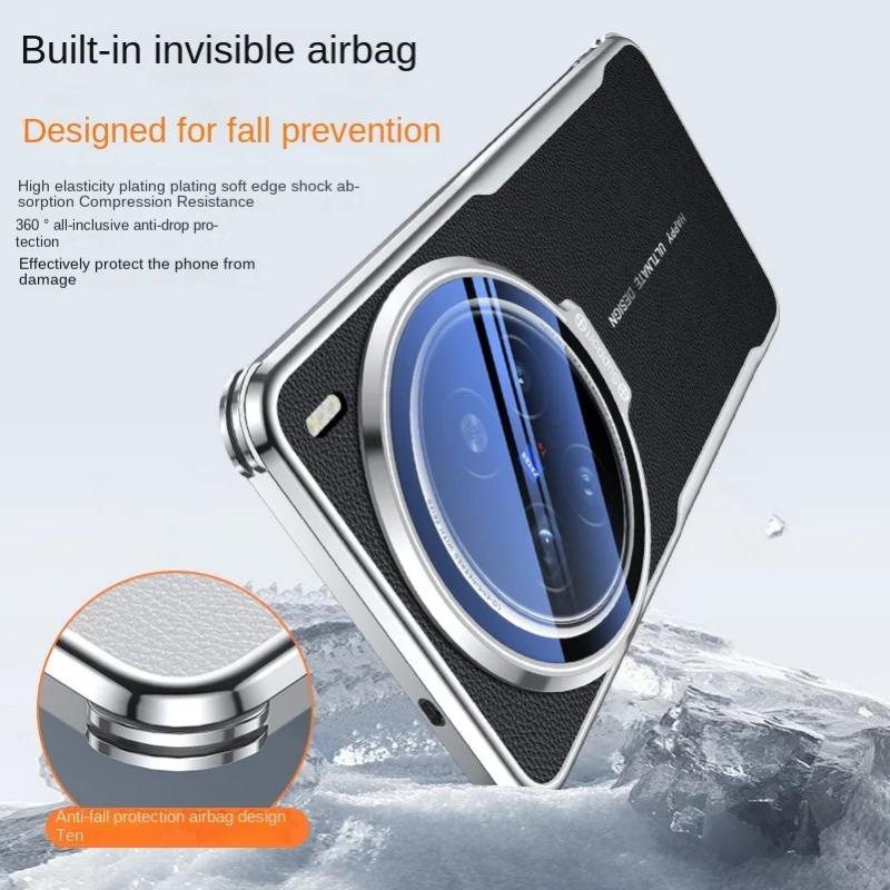 Capa de suporte invisível para lente de vidro para VIVO X200 Pro Mini X200Pro X 200 Quatro cantos Anti-queda Capa de telefone de couro liso Bumper