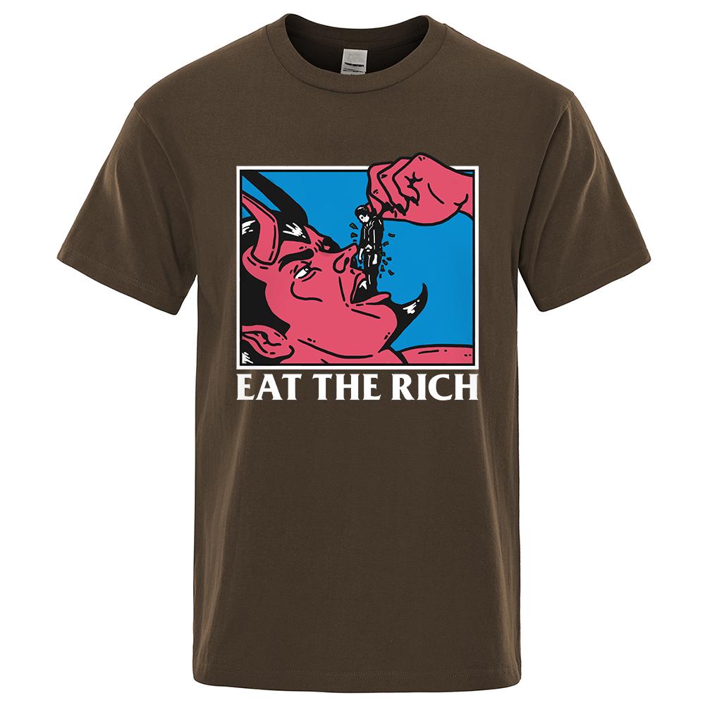 Eat The Rich Horror Comics Print Men T-Shirt High Quality Tee Clothes Loose Cotton T Shirts Breathable Mens Street Brand Tops