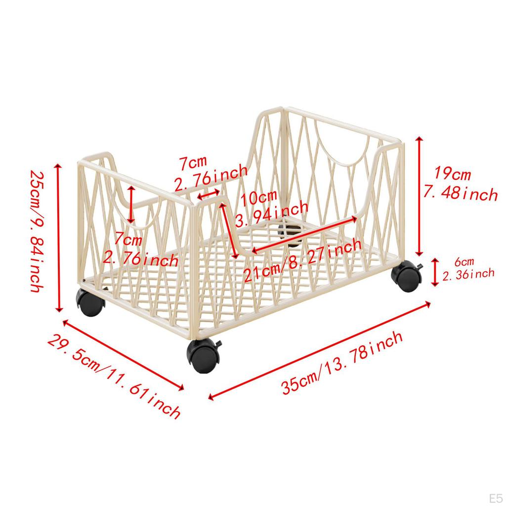 Rolling Utility Cart Movable Bookcase with Wheels Practical File Organizer Book Storage Bin for