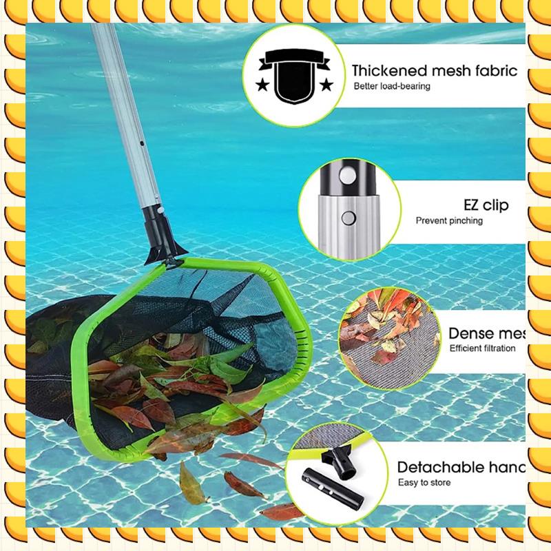 BAAU Upgraded Pool Skimmer Net Professional Ultra Fine Mesh Pool Leaf Net For Cleaning With Double-Layer Deep Trash Bag