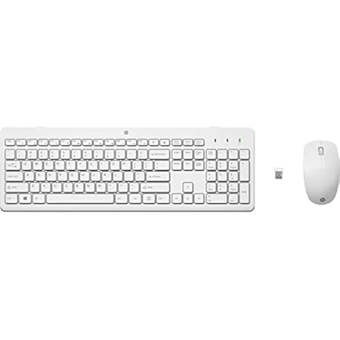 Clavier Combo Sans Fil HP 230 Noir Blanc QWERTY