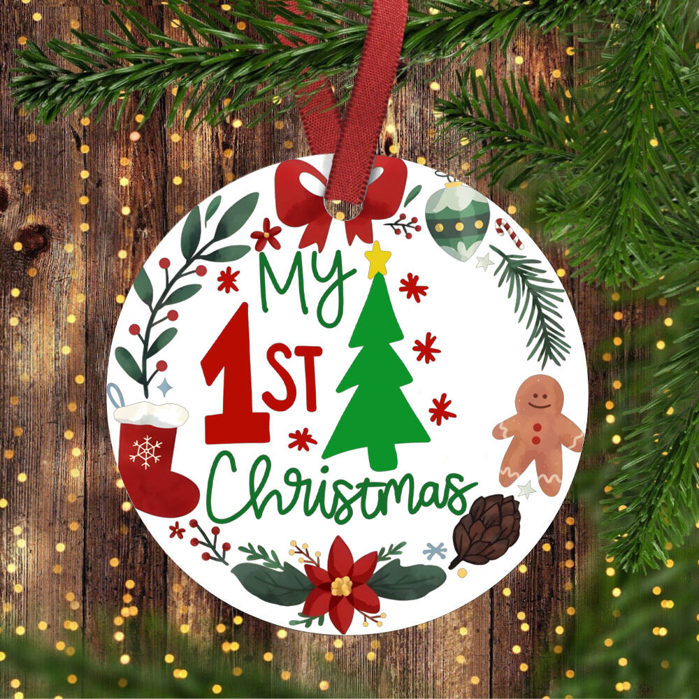 İlk Noel Aile Noel Yuvarlak Süsler El Yapımı Kış Geyikleri Ağaç Oda Kapı Askısı Kolye Süsleme
