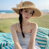 Wide Brim Lace Flower Straw Hat Boho UV Protection Cap Comfortable To Wear Weave Flat Cap  Travel