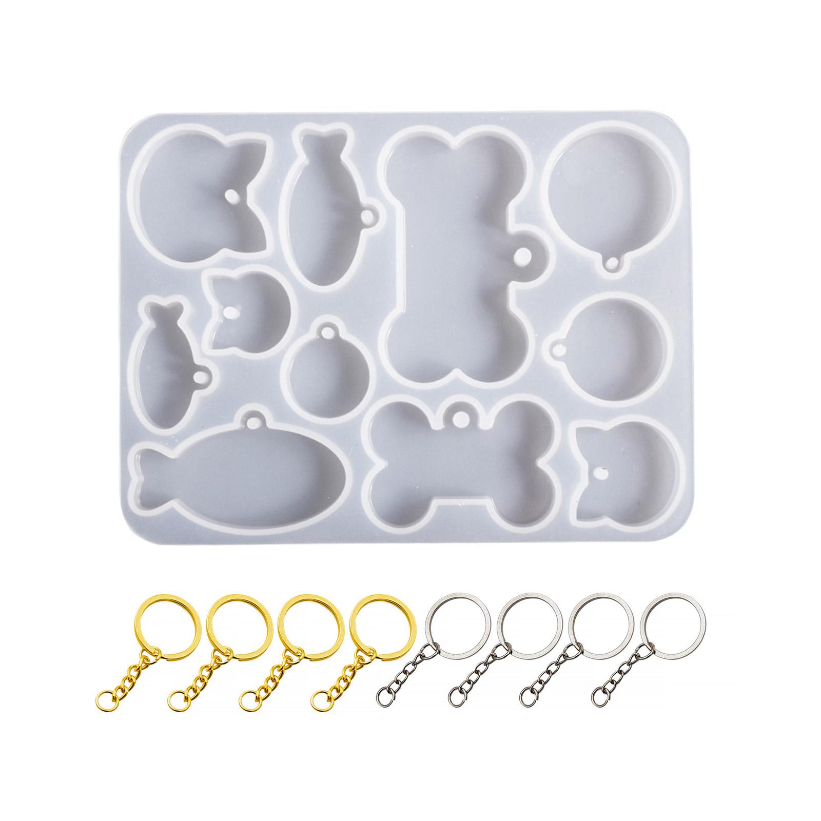 Resin Dog Bone Fish Shaped Silicone Epoxy Mold Keychain Charm Mold DIY Crafts 1