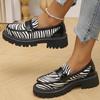 Women Shoes Casual Zebra Stripes Loafers Shoes for Women Spring Autumn Round Toe Platform Women's Loafers Plus Size Shoes Female