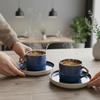 CUPS WITH SAUCERS FOR COFFEE AND TEA SET 200 ml GARNET Ø 8.5 CM