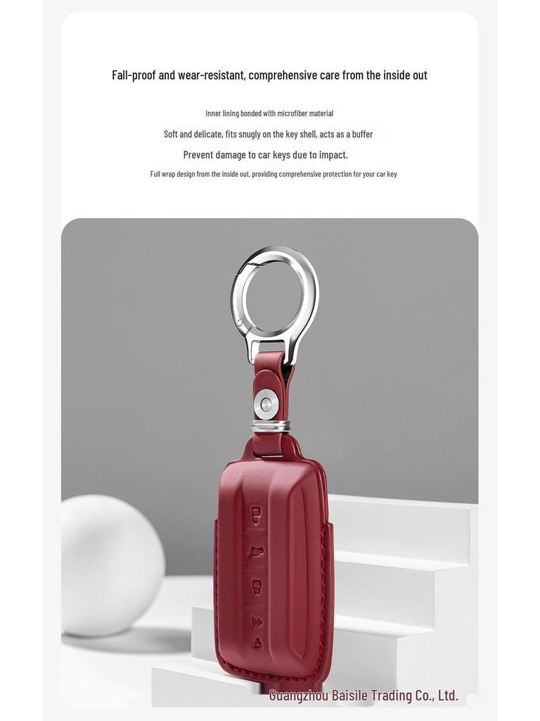 Premium Leather Car Key Cover for Tank 400 - Genuine Cowhide Key Bag with Buckle for Men and Women