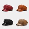 Korean Style Pu Leather Beret Hat For Women Winter Casual Sun Protection Fashion Accessory