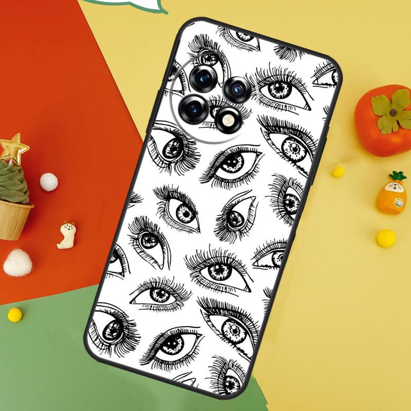 Scary Face Eyes Back Case For OnePlus 13 15 13R 13T 12 12R 11 10 10T 8T Nord 5 CE 4 2 3 Lite N20 N30 Cover