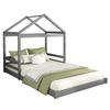 House Bed, 140 X 200 Cm, Children's Bed In House Shape with Slatted Frame (without Mattress), Pine Wood, Minimalist Style, Grey