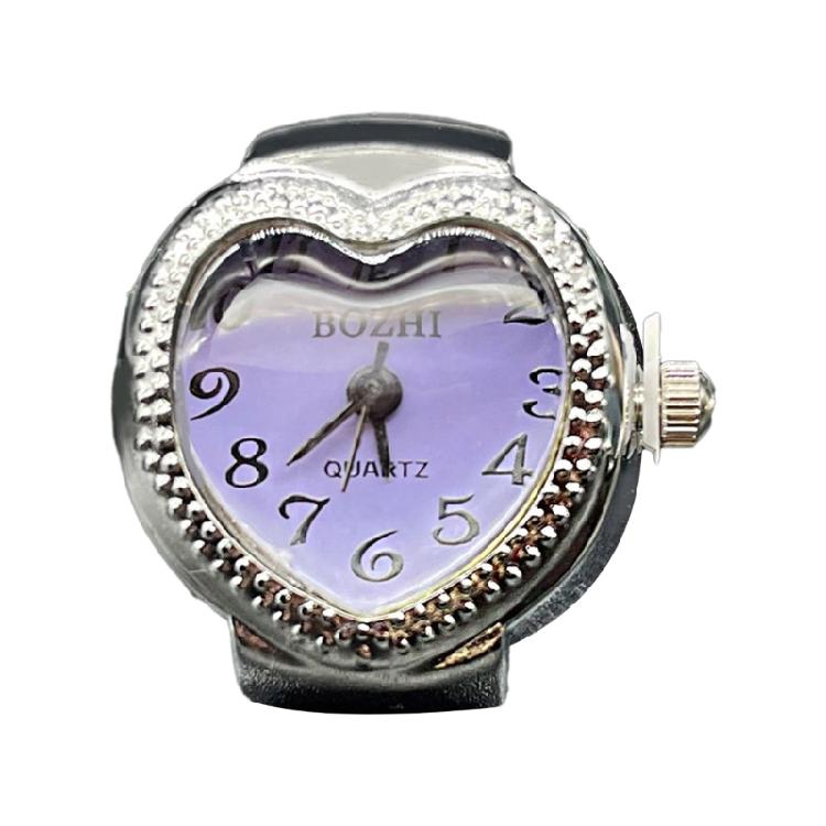 Fashion Heart Shape Finger Watch Couple Rings Jewelry Clock Roman Quartz Watches