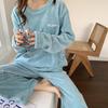 Women's Striped Flannel Pajama Set - Cozy Two-Piece Coral Fleece Home Wear for Autumn and Winter