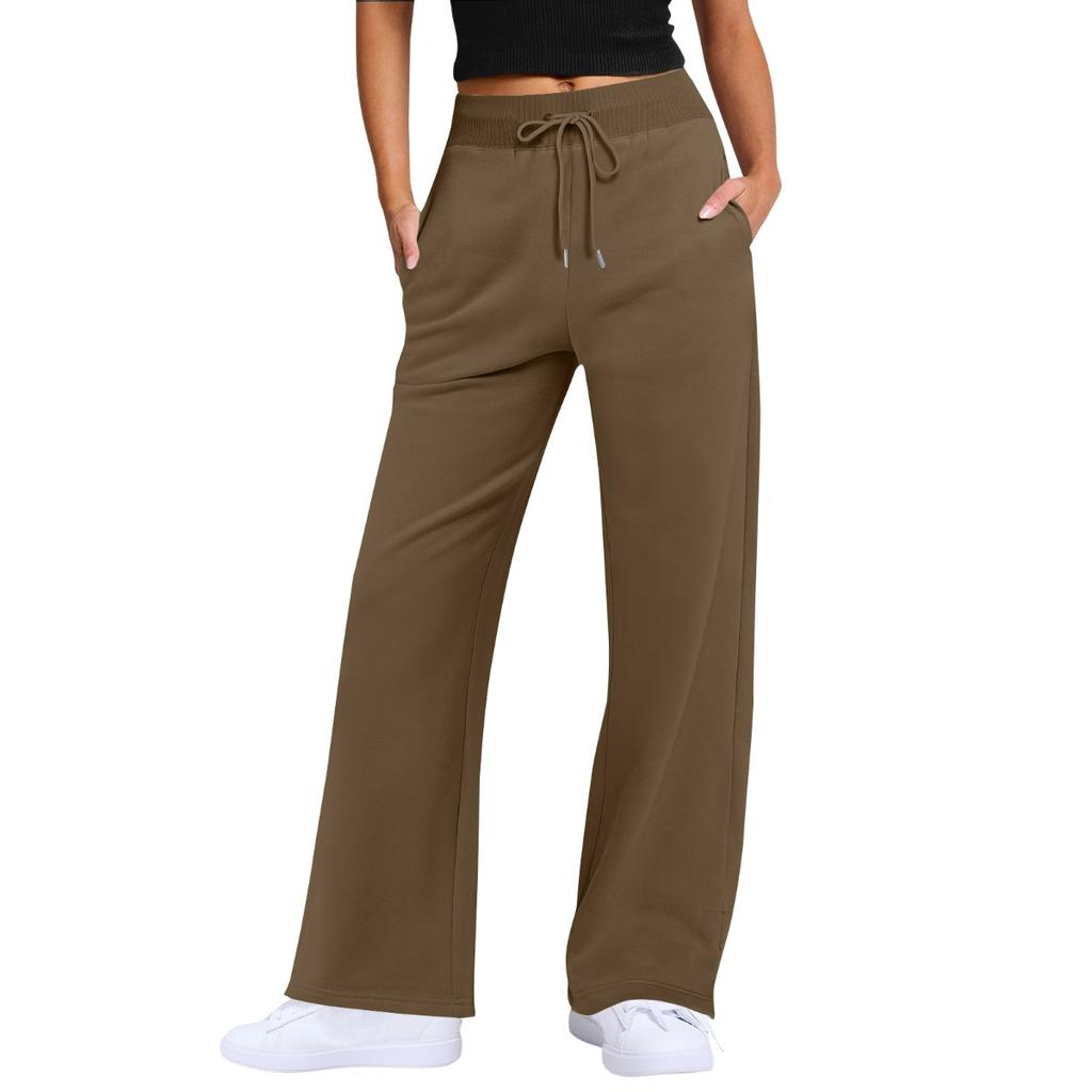 Fall Winter Women's High Waist Drawstring Solid Color Casual Sweatpants Leisure Leisure Long Pants