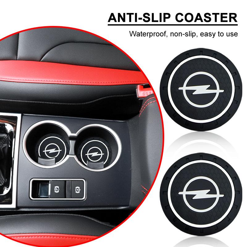 2Pcs Car Anti Slip Coaster Anti-noise Water Cup Pad Cushion Car Accessories For Opel Astra H G J Insignia Mokka Zafira Corsa Vectra B C D