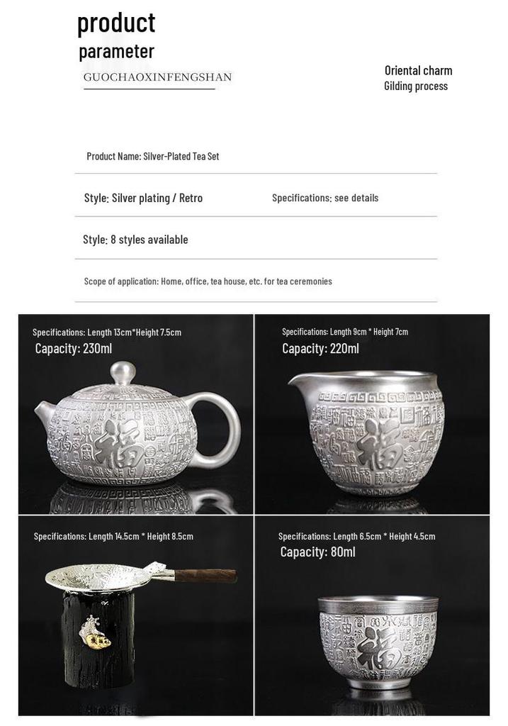 Year of the Dragon Sterling Silver 999 Teapot: Pure Handmade High-End Gongfu Tea Set Souvenir