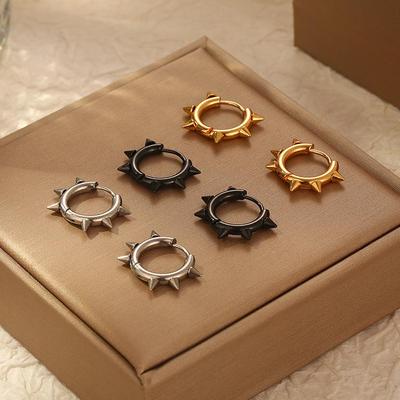 Korean Style Titanium Steel Men's Pointed Cone Round Ear Clips