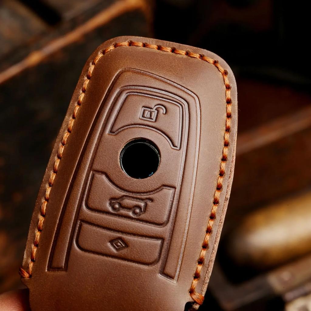 Leather Car Key Case Cover Fob Keychain Accessories for BMW Series 3 F30 F10 F18 F22 F01 X3 X4 F06 F02 M3 M5 Keyring Holder Bag