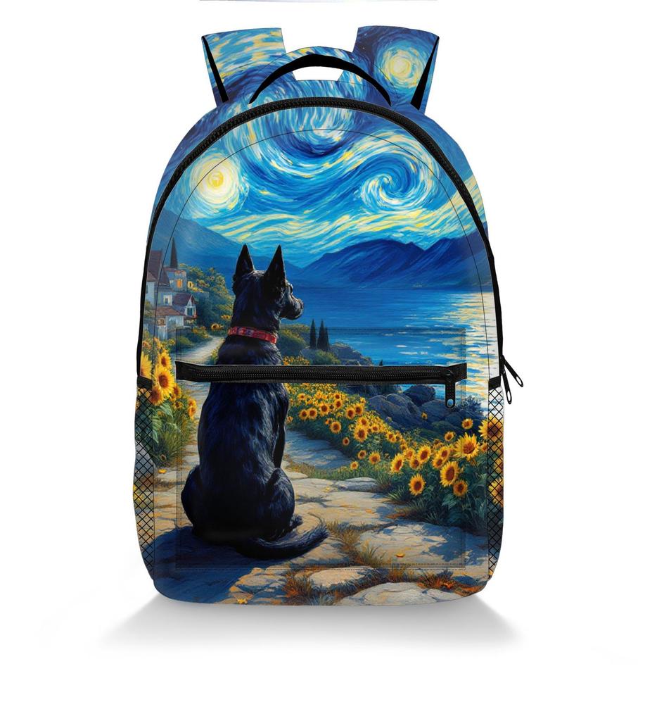Cartoon Kpop Youthful School Bags Unisex Oil Painting Cat Dog Animal Travel Bags 3D Print Oxford Notebook Shoulder Backpacks