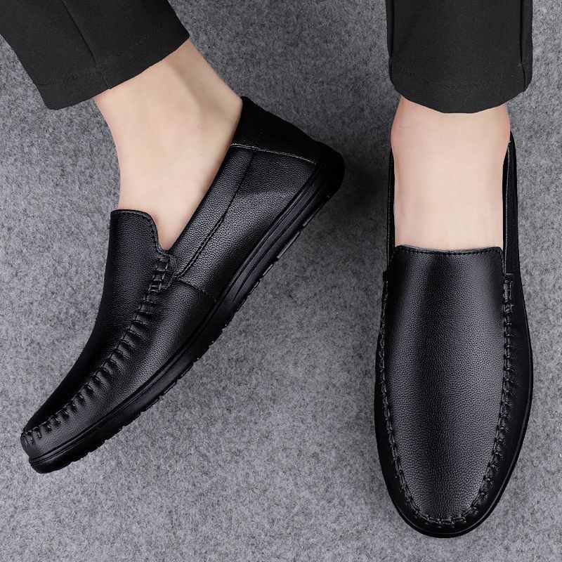 Fashion Black Low-Top Male Casual Shoe Plain Office Price Common Retro Classic Original Designer In Promotion New Pu Men's Leather Shoes