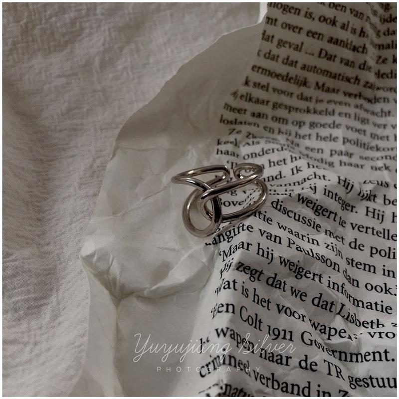 Korean Style Geometric Irregular Open Band Ring for Women Adjustable Open Band