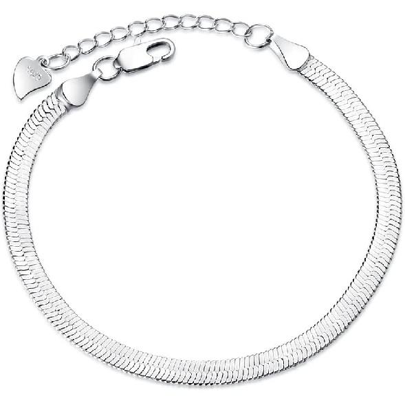 kelistom 925 Sterling Silver Bracelets for Women Teens, Love Heart Charm Chain Bracelet Bangle Fashion Jewelry Gifts