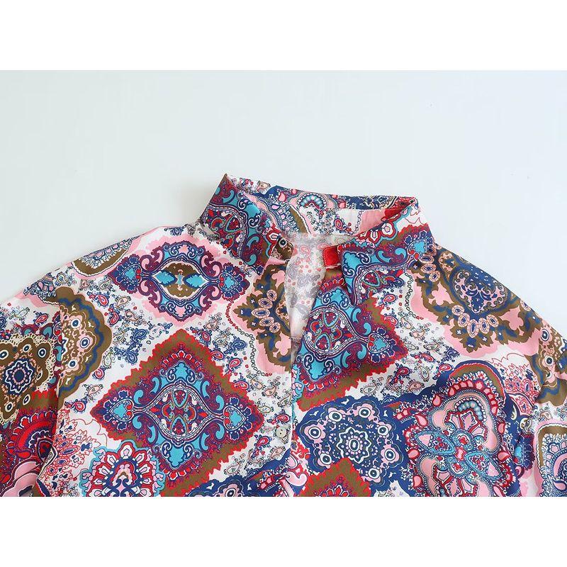 Ur Autumn and Winter European and American Style Silk Satin Texture Vertical Shirt
