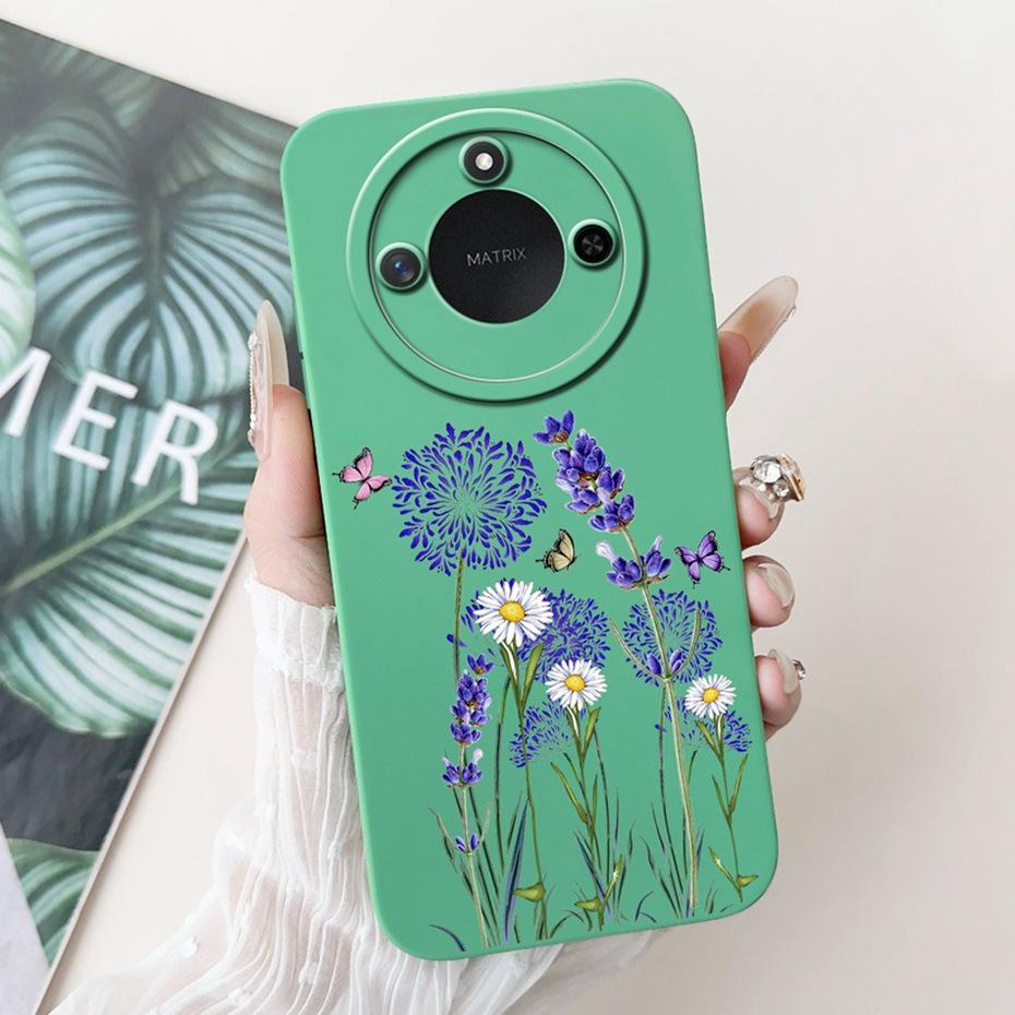 Phone Case For Honor X9c Smart 5G Pretty Girl Flower Printed Soft Silicone Back Cover For Honor X9C X9cSmart Cases Bumpers