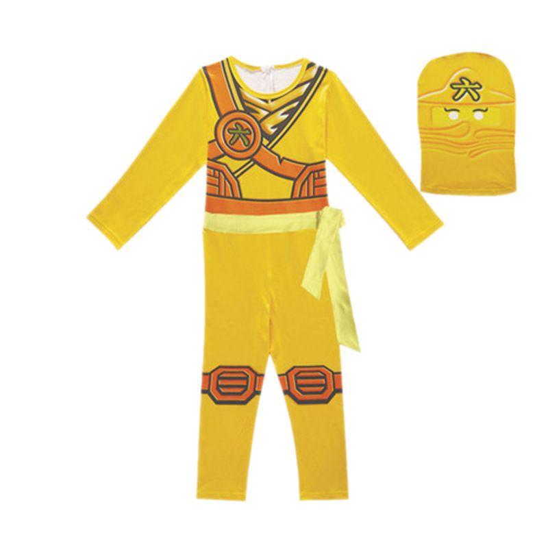 Ninjago Kids Kai Jay Cosplay Glove Hat Jumpsuit Set Halloween Clothes Party