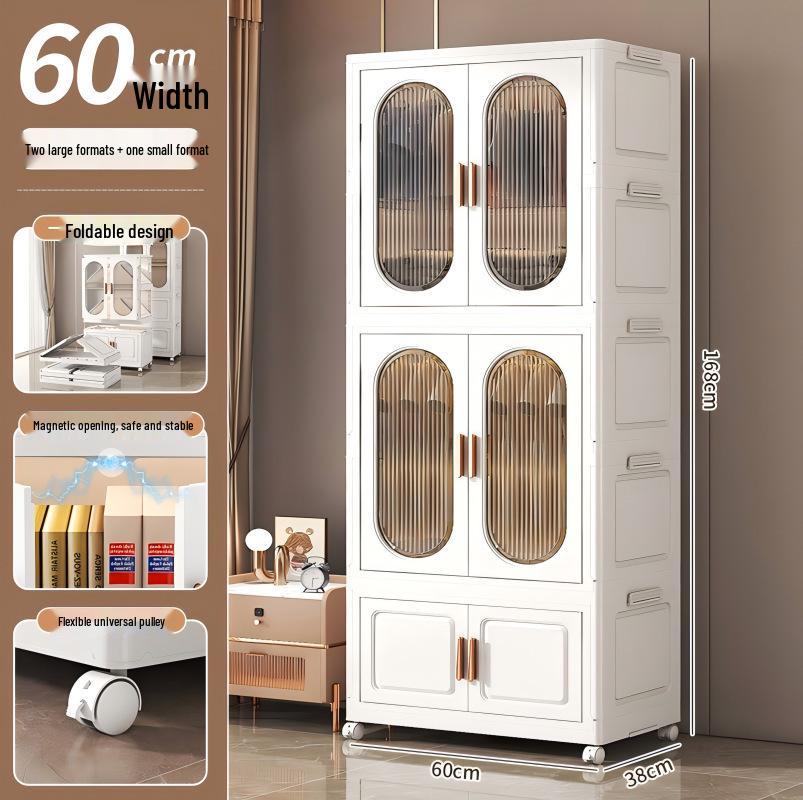 No-Installation Child's Wardrobe: Durable, Multi-Layer Folding Storage Cabinet
