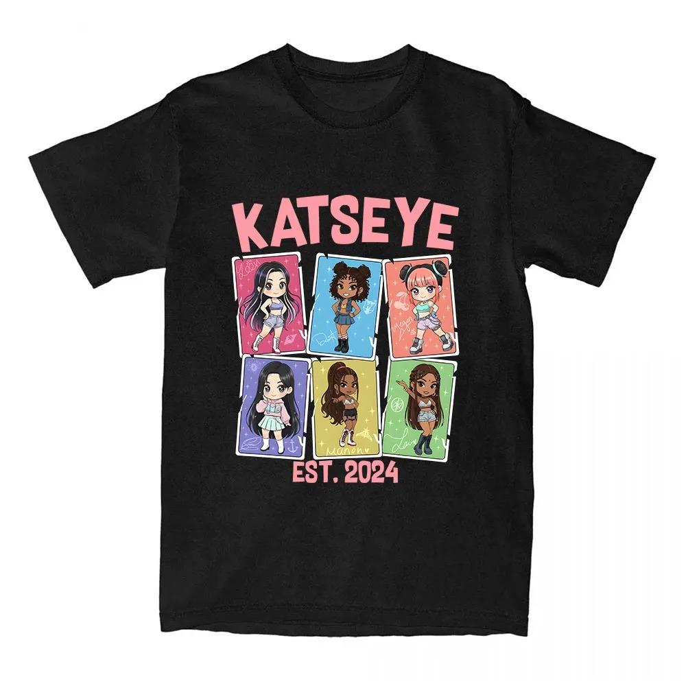 

KATSEYE 6-членный Чиби Таро-карта Стиль EST. Графическая розовая футболка 2024 | Фан-мерч-футболка для поклонников глобальной женской K-Pop группы 4XL