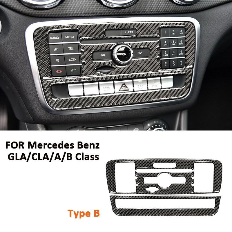 

Carbon Fiber Car Center Console Multimedia Buttons Knob Panel Trim Frame Decoration Sticker For Mercedes Benz GLA CLA A B Class Type B