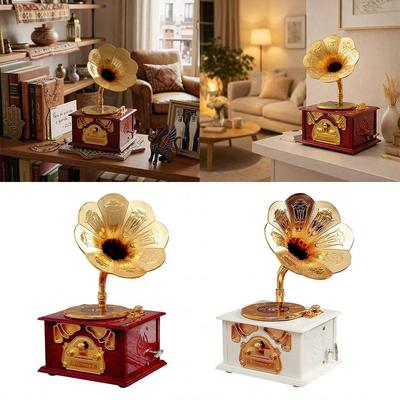 Vintage Style Hand Carousel Music Box with Drawer Classical Music Box  Wedding Gift
