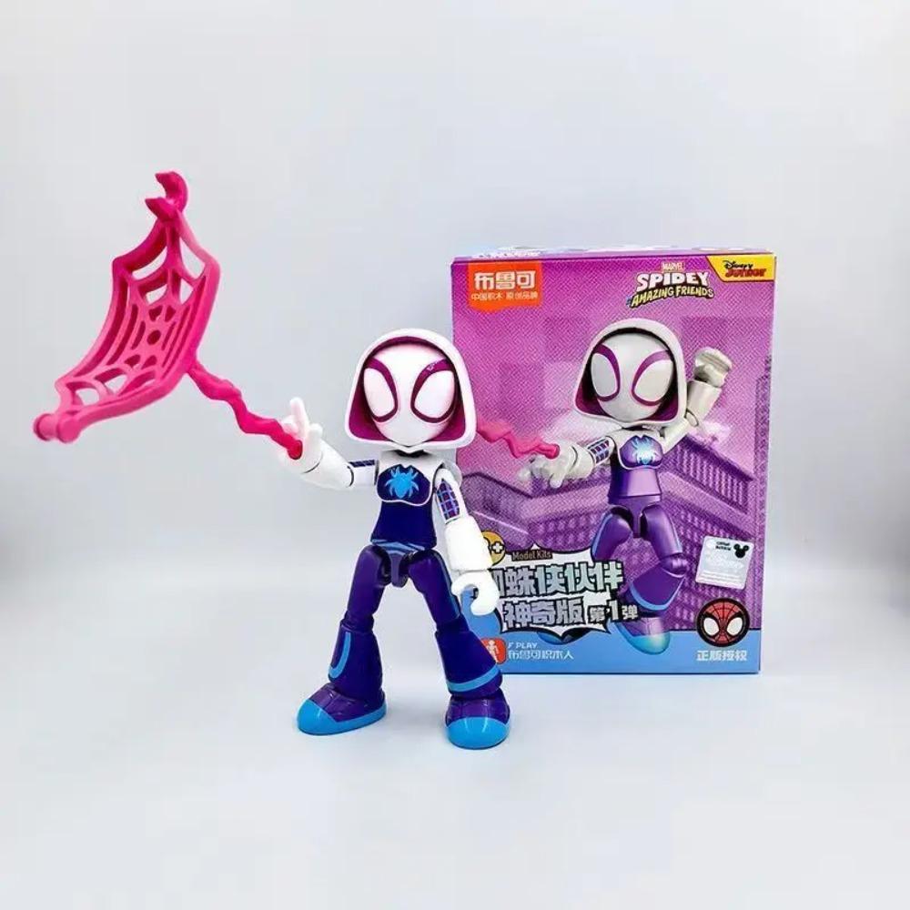 Marvel Spider-Man Baustein-Steckspielzeug 12cm Iron Man Peter Parker Miles Morales Spider-Gwen Actionfigur Baustein