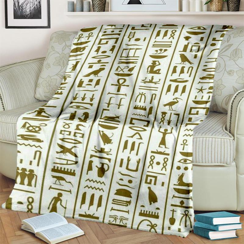 3D Egyptian Pharaoh Hieroglyphics Symbol Blanket,Soft Throw Blanket for Home Bedroom Bed Sofa Picnic Travel Office Cover Blanket