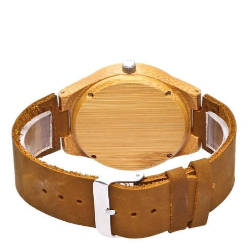 COOFEEL Wooden Watch, Bamboo Wood Watch, Women's and Men's Analog Watch with Genuine Leather Band, Natural Wood, Christmas Gift (Thin Hands, Women's W