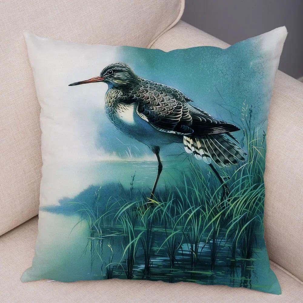 Birds And Flowers Double-sided Printed Pillow Cover Short Plush Suitable Living Rooms Bedrooms Sofas Throw Cushion Cover
