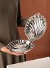Large Size Stainless Steel Shell Plate with Cover Flip Metal Box Food Dish Fruits Snacks Dessert Box   Jewelry Storage