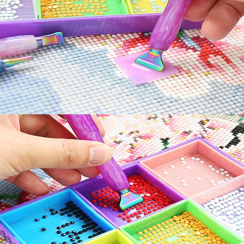 Diamond Painting Tool Kit, A DIY Diamond Embroidery Accessory Set for Craft Lovers and Beginners, Includes A Diamond Pen with Resin and 6 Metal Tips