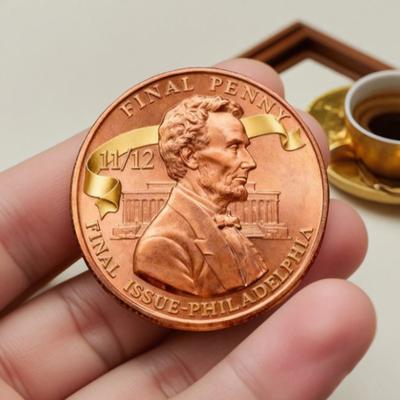 Final Penny Collectible Coin Double-Sided Carved The Last Penny Tribute Token Souvenir Coin History Buffs Collectors Keepsake Gift