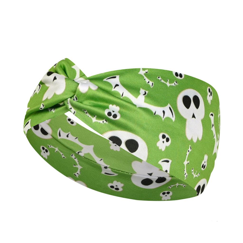 Halloween Print Wide Knotted Headband for Women and Girls Soft Stretchy Fabric Head Wrap with Festive Patterns