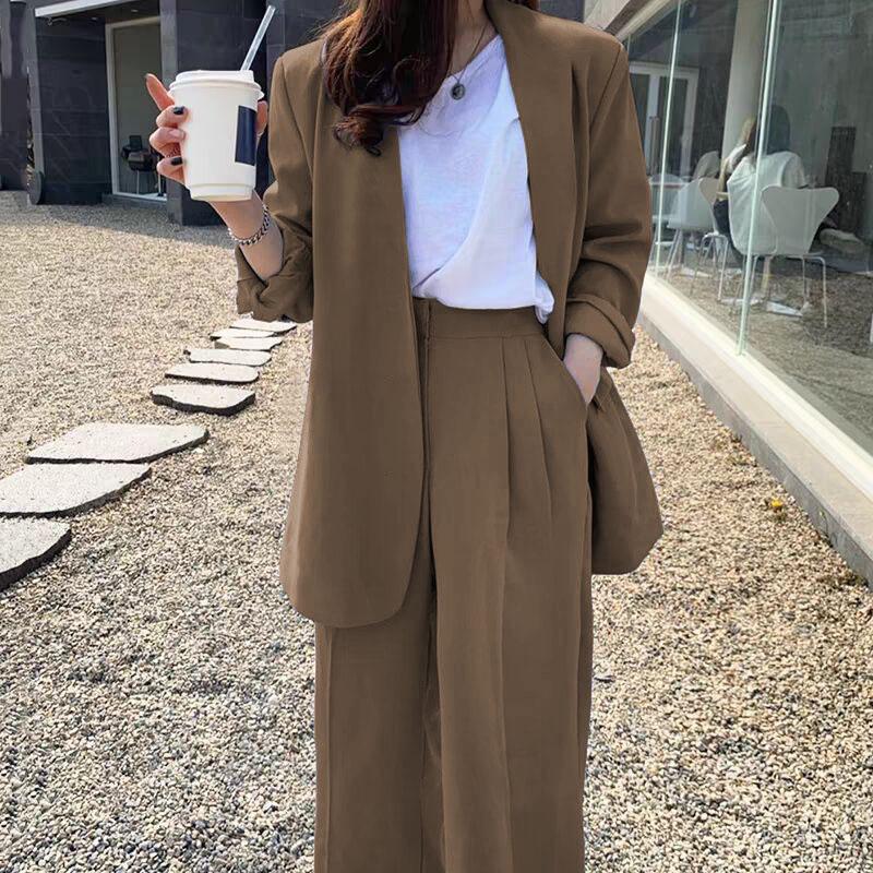 Korean Style 2025 Loose Casual Padded Shoulder Suit Jacket - Multiple Colors