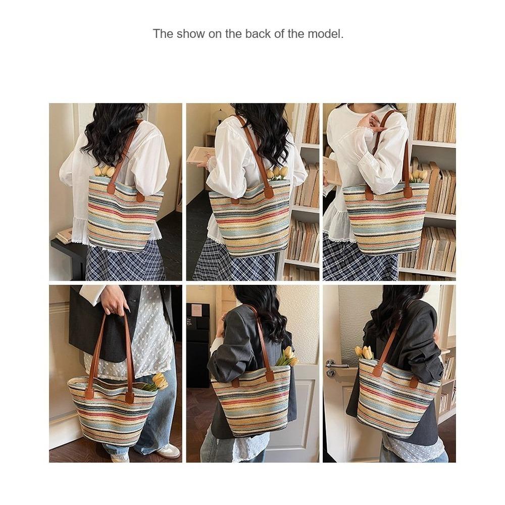Lightweight Large Capacity Straw Multipurpose Storage Bag for Daily Use