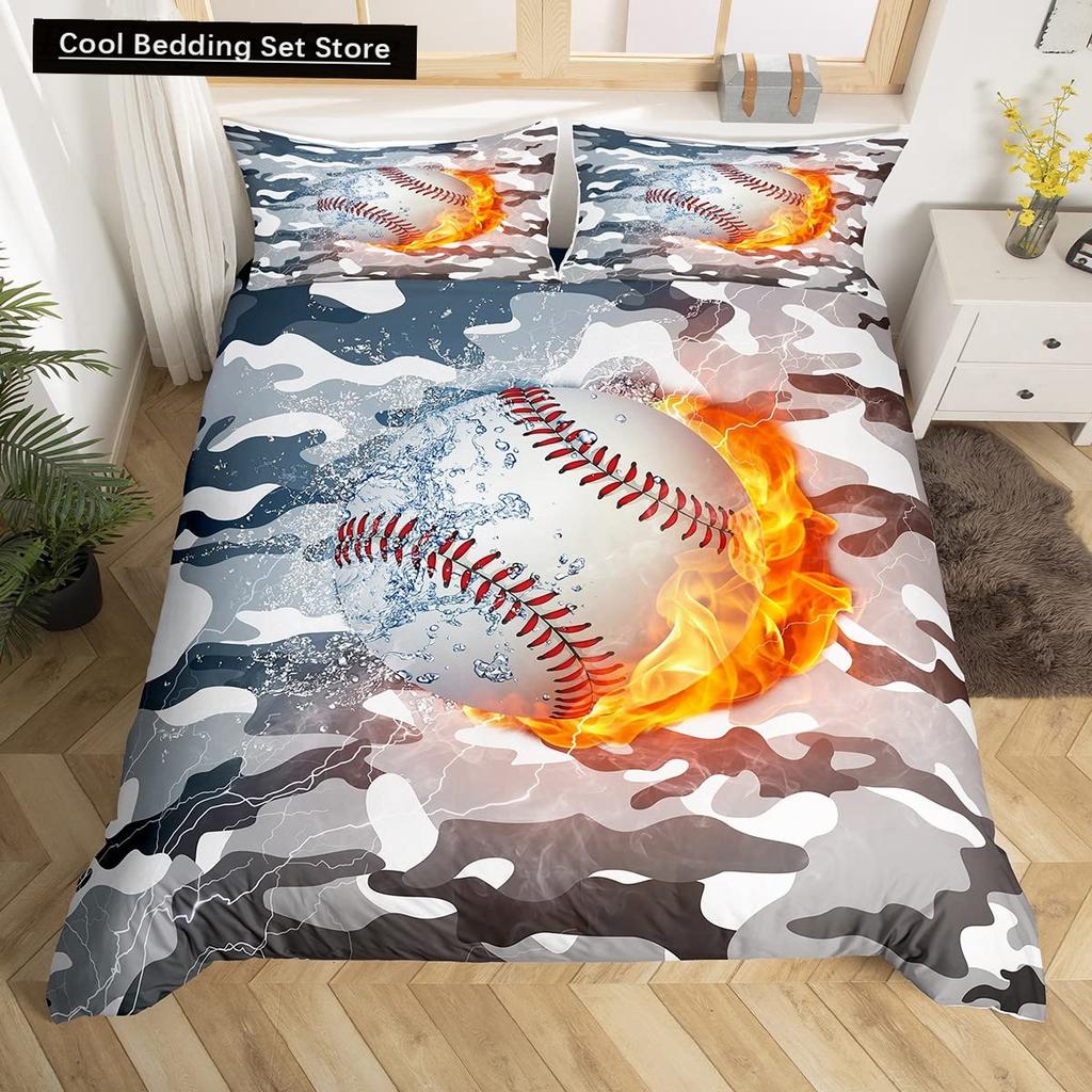 Comforter Baseball Game King Queen Ball Sports Theme Bedding Set Athlete Competitive Polyester Comforter